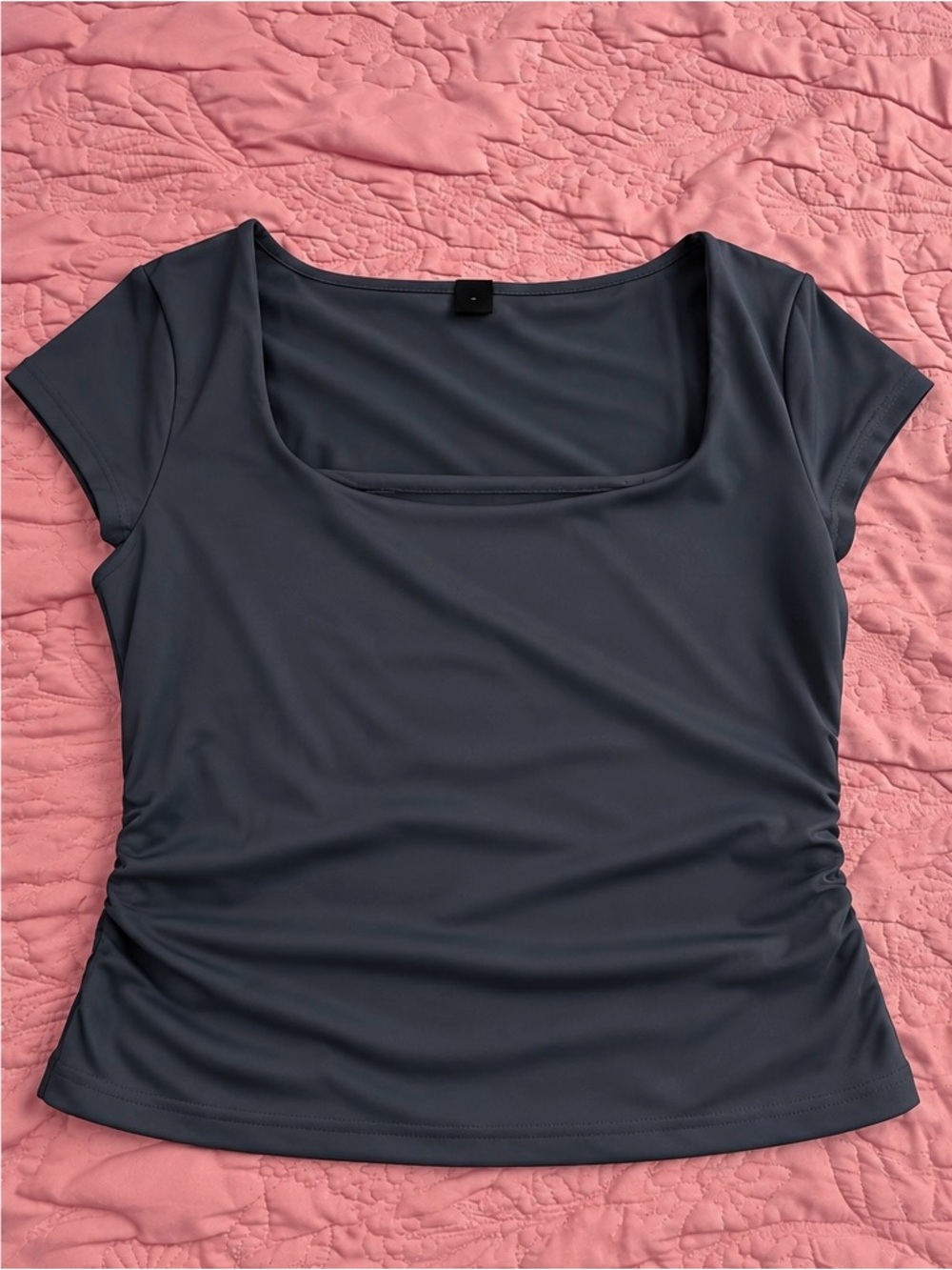 Women’s Square Neck Short Sleeve Top - Slate Blue